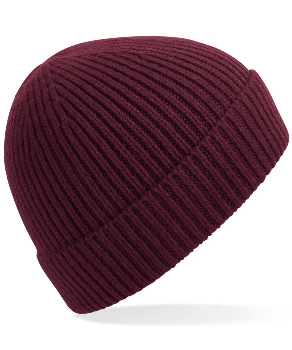 Engineered knit ribbed beanie | Burgundy