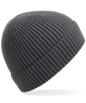 Engineered knit ribbed beanie | Graphite Grey
