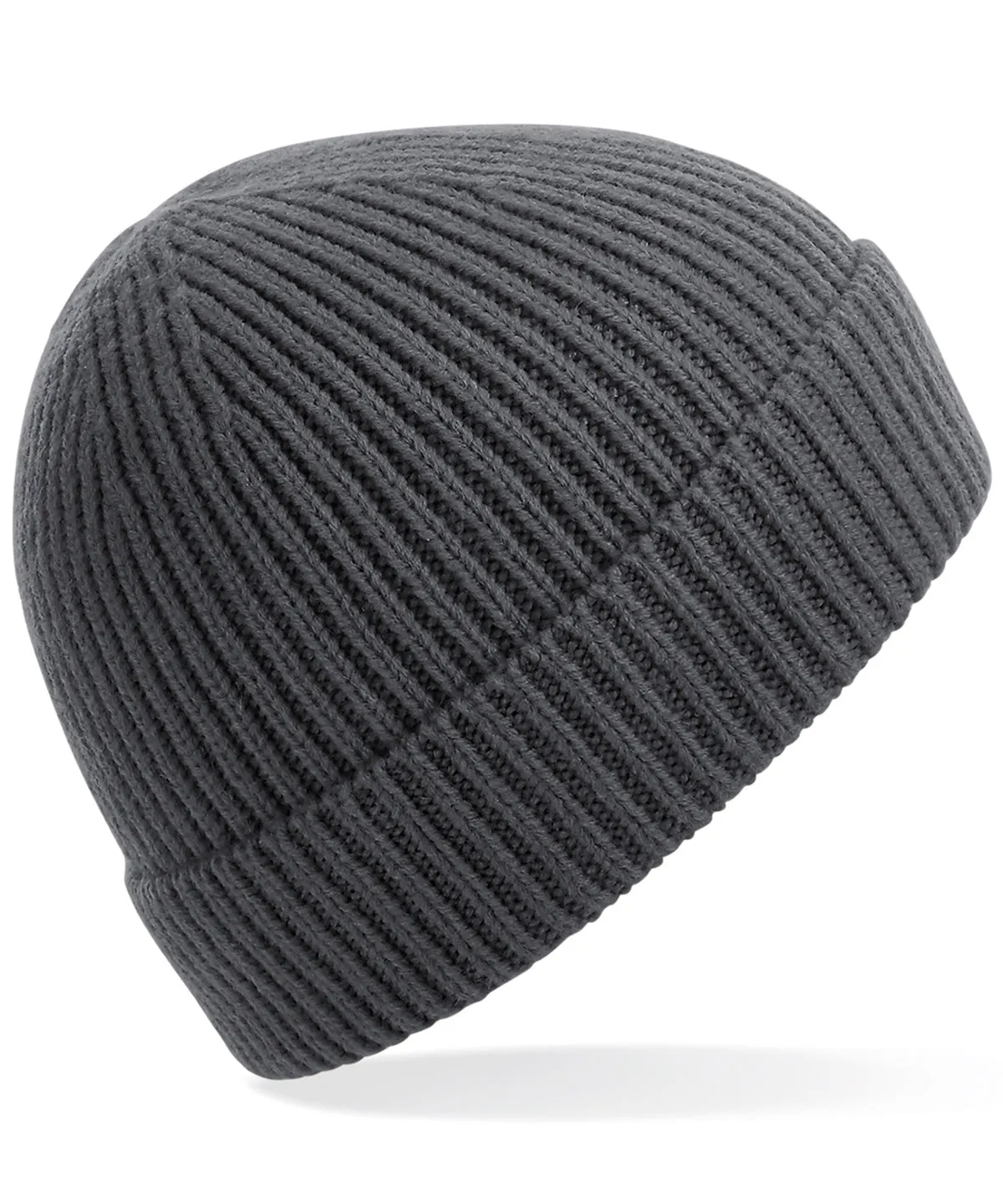 Engineered knit ribbed beanie | Graphite Grey