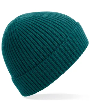Engineered knit ribbed beanie | Ocean Green