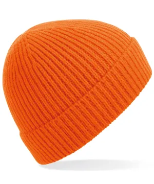 Engineered knit ribbed beanie | Orange