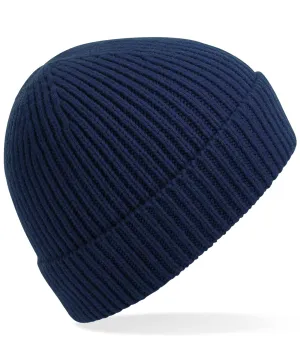 Engineered knit ribbed beanie | Oxford Navy