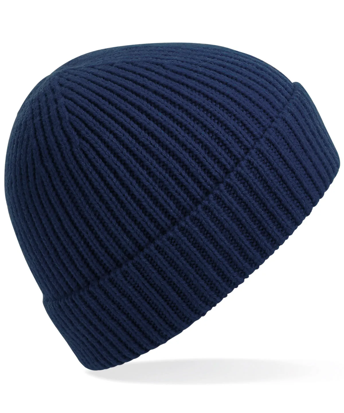 Engineered knit ribbed beanie | Oxford Navy