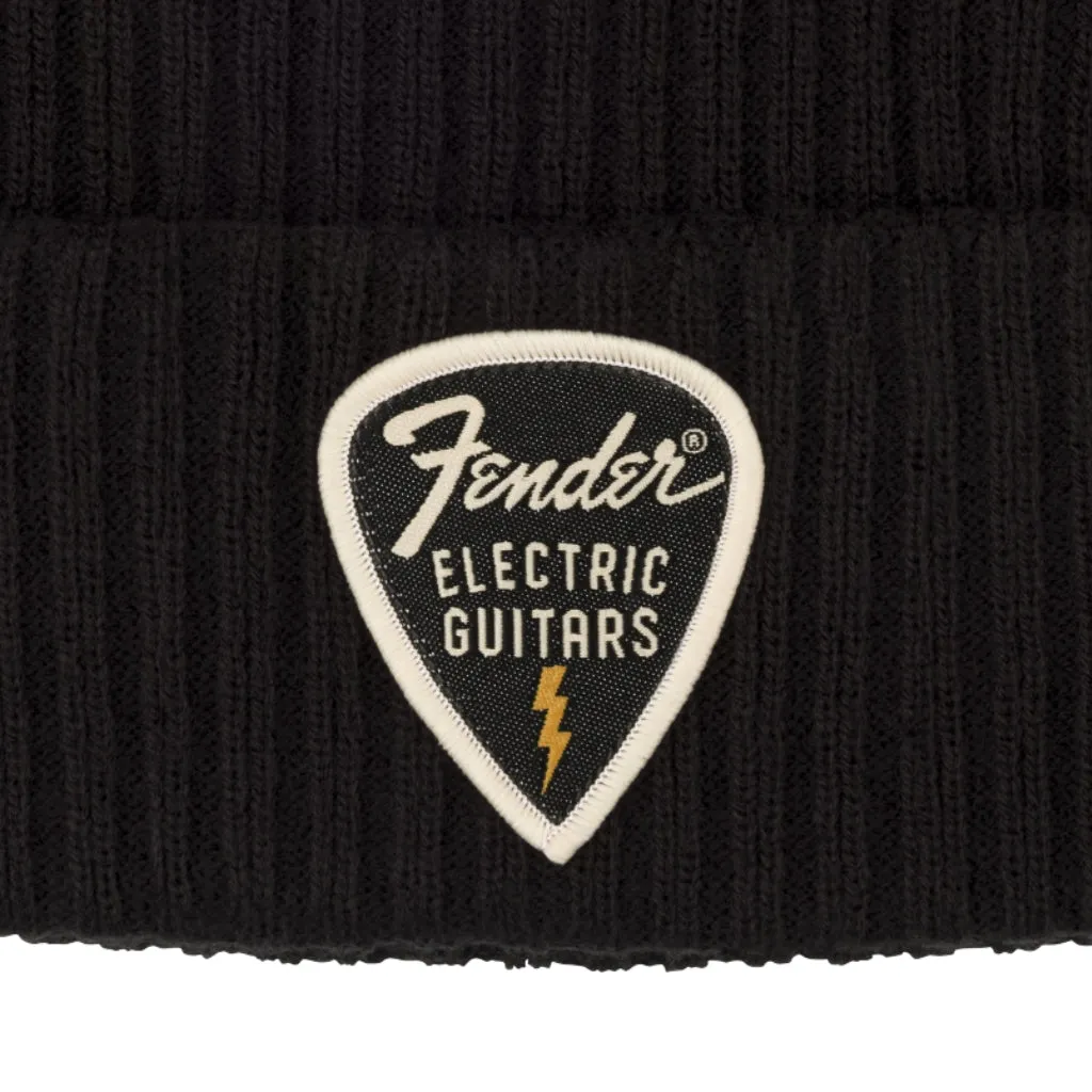 Fender Pick Patch Ribbed Beanie Black