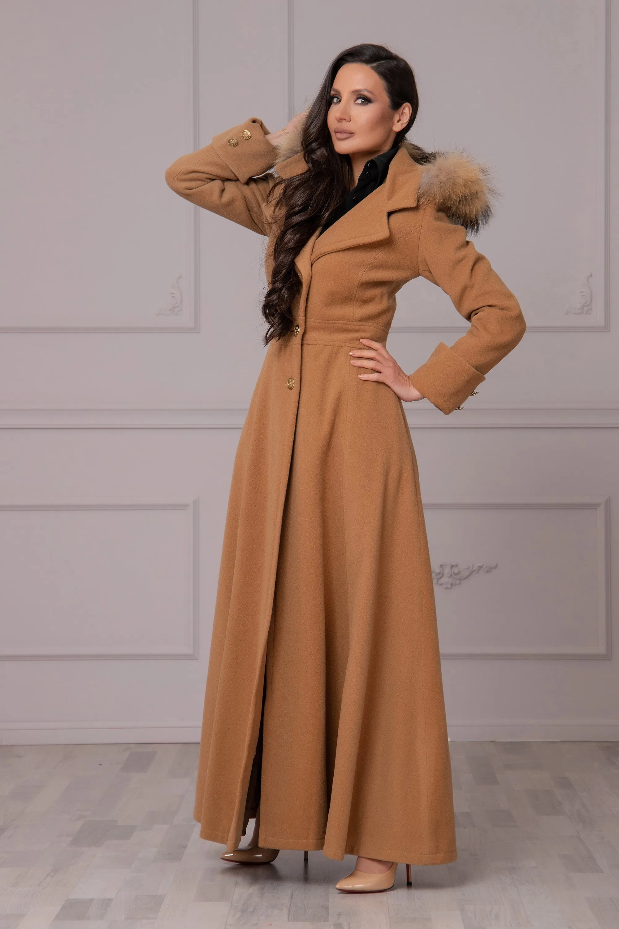 FOX FUR HOODED COAT