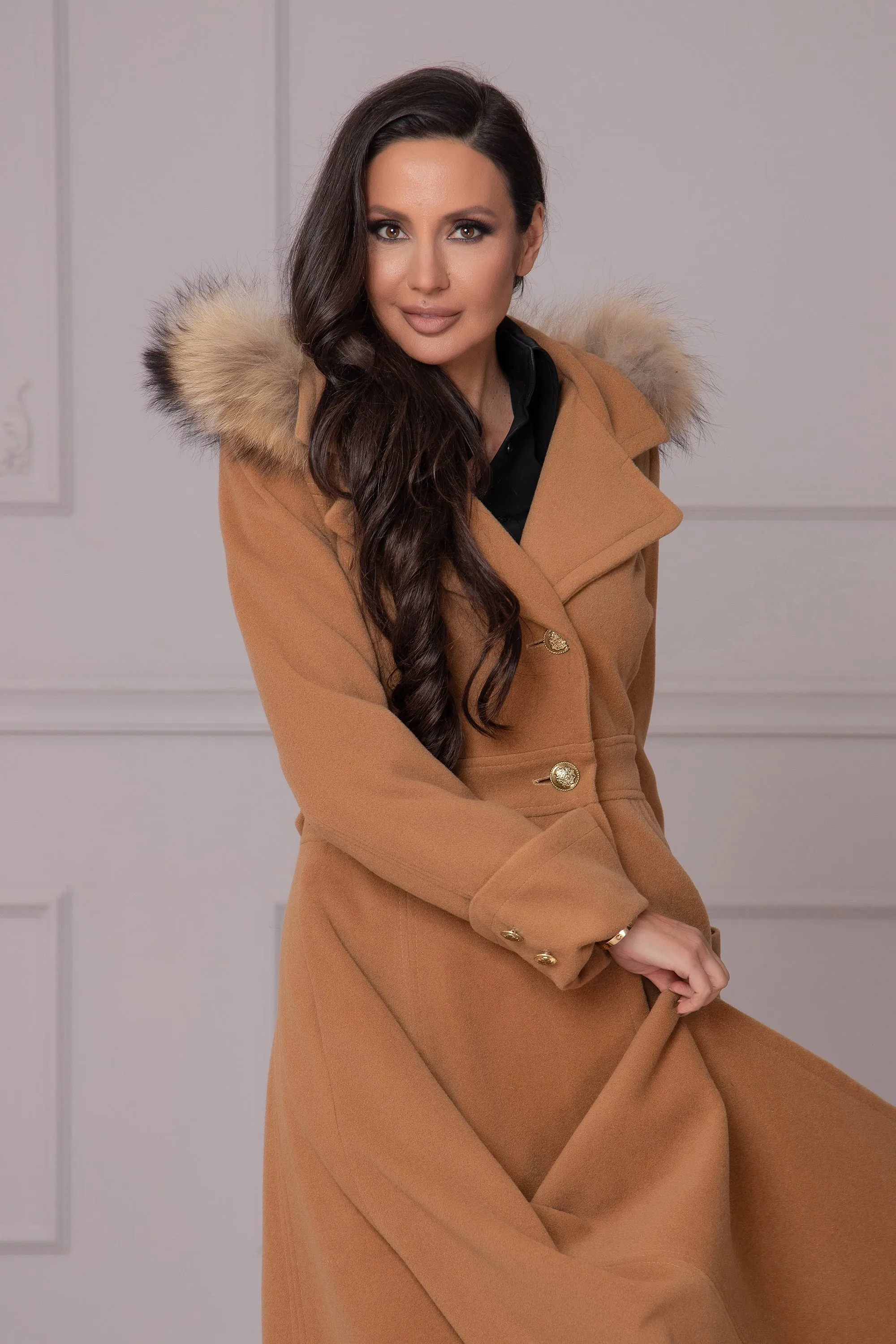 FOX FUR HOODED COAT