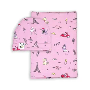 French Poodle Bamboo Swaddle & Beanie Set