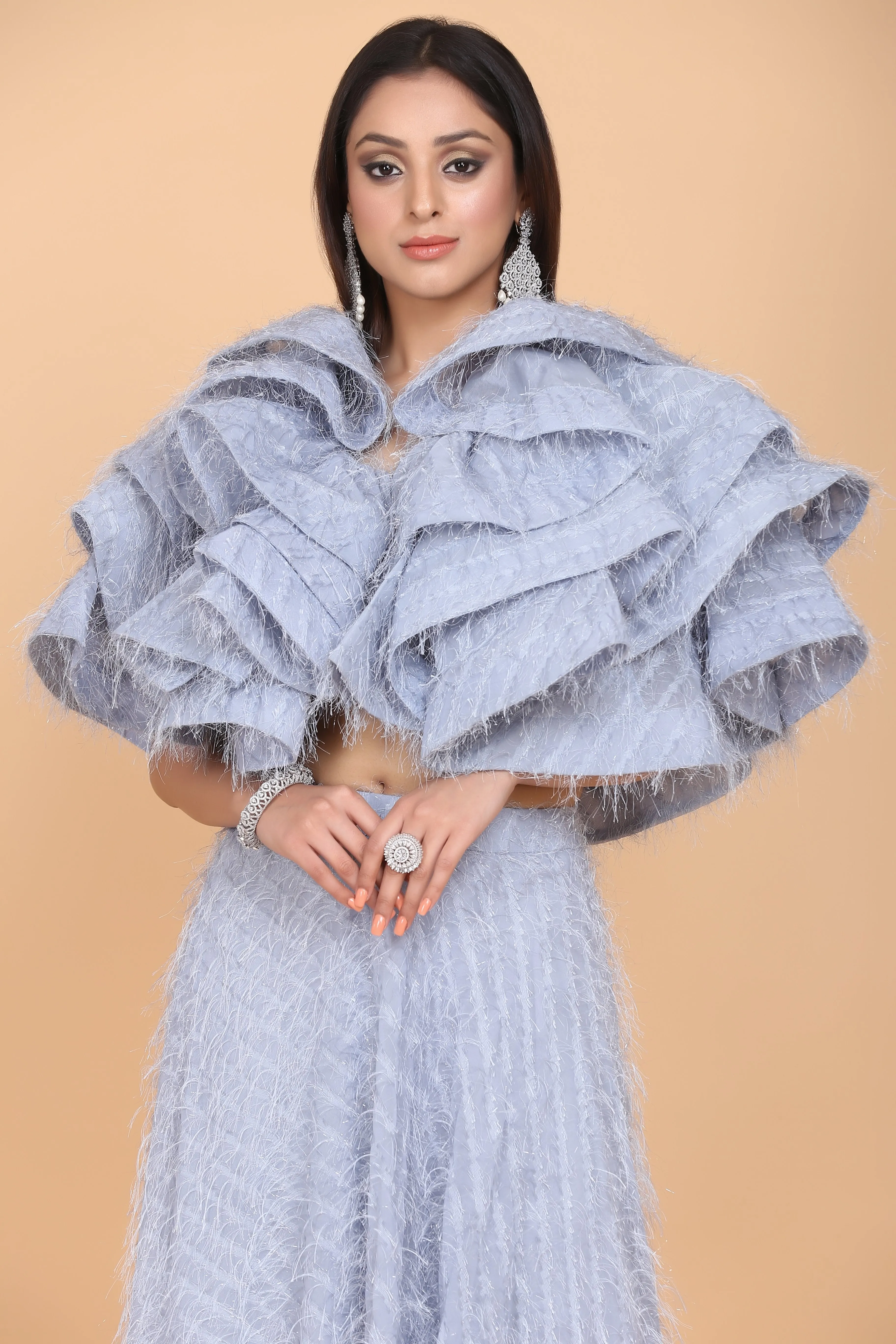 Fringe Ruffle Crop Top & Skirt Set