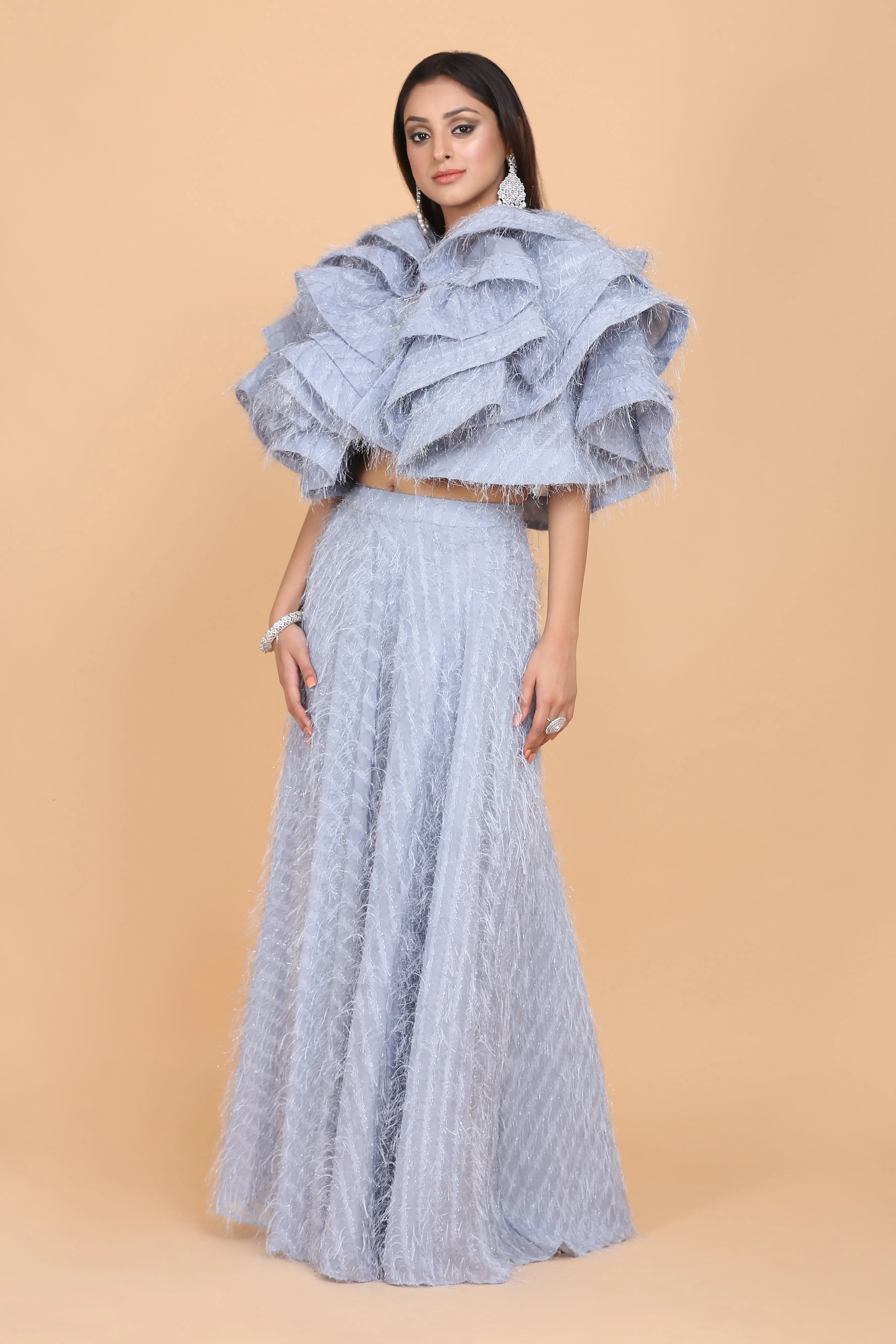 Fringe Ruffle Crop Top & Skirt Set