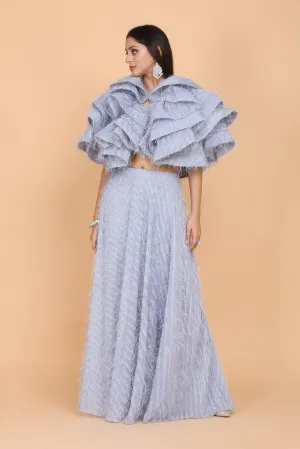 Fringe Ruffle Crop Top & Skirt Set