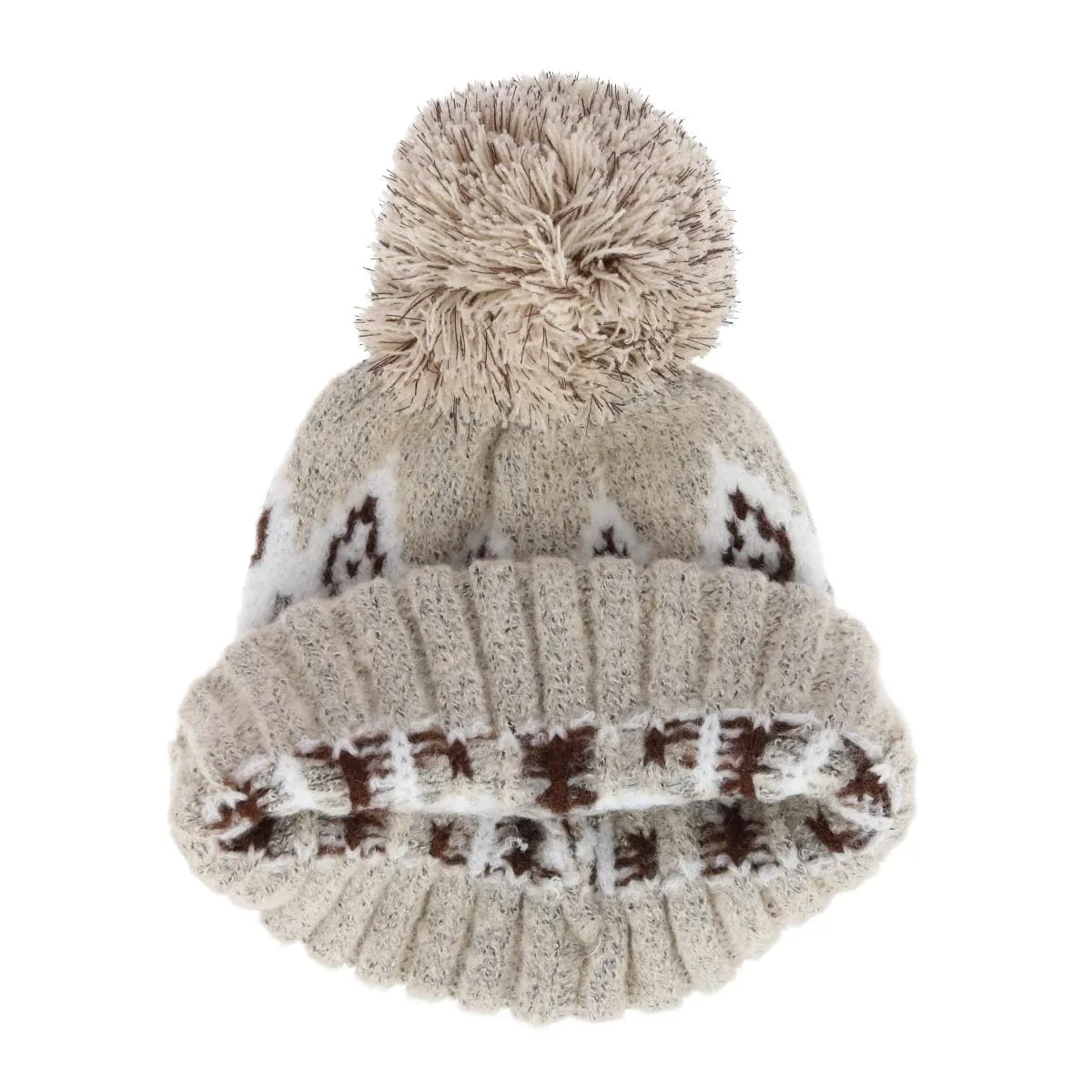 Grand Sierra Women's Winter Pattern Boucle Beanie Pom Hat