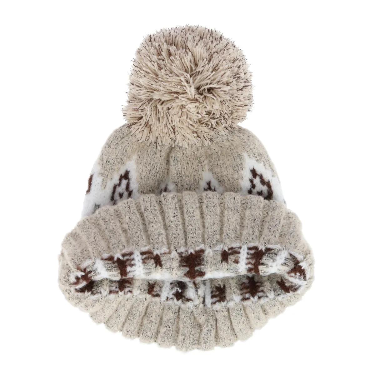 Grand Sierra Women's Winter Pattern Boucle Beanie Pom Hat