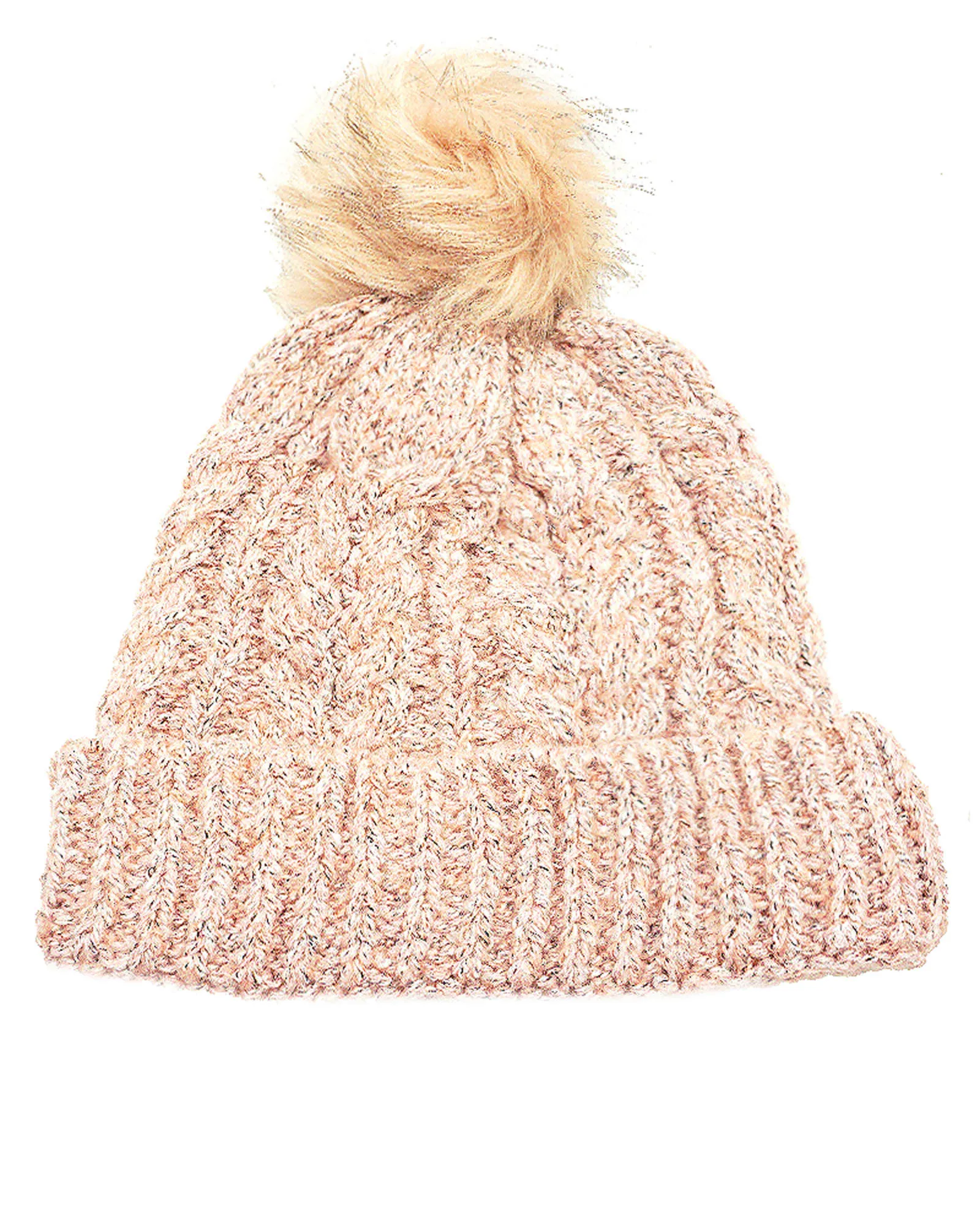Hat-Sherpa Lined Acrylic Pompom Beanie Wither Hat Pink | PINK