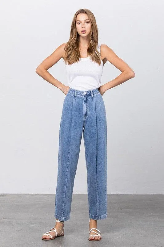 High Waist Slouch Front Seam Jeans