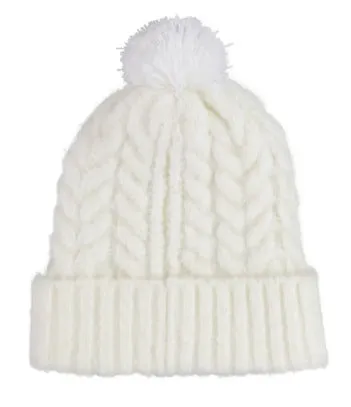 Ivory Cozy Sweater Knit Pom Beanie