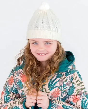 Ivory Cozy Sweater Knit Pom Beanie