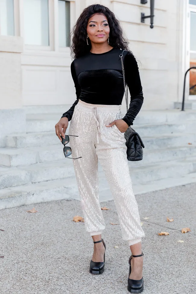 Just Tell Me Gold Sequin Joggers FINAL SALE
