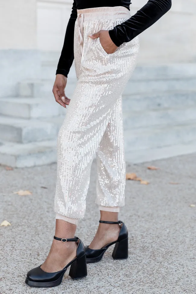 Just Tell Me Gold Sequin Joggers FINAL SALE