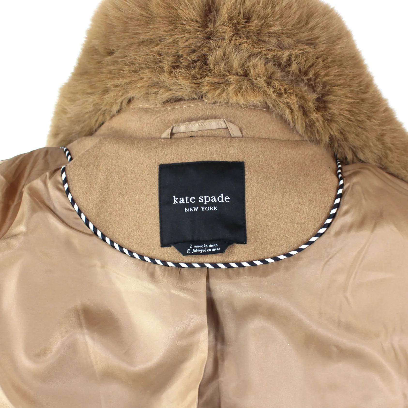 Kate Spade Faux Fur Trim Coat