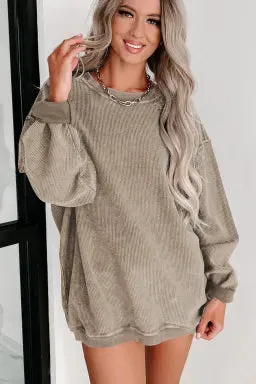 Khaki Ribbed Pullover