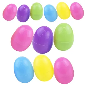 Kicko Giant Refillable Easter Eggs - 12 Pack - Large Fillable Neon-Colored Egg-Shaped Toy