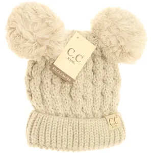 KIDS SOLID DOUBLE POM CC BEANIES