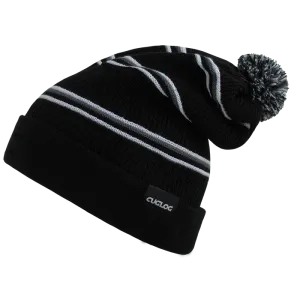 Kinabalu Slouch Striped Beanie, Pom Knit Cap - Cuglog K020