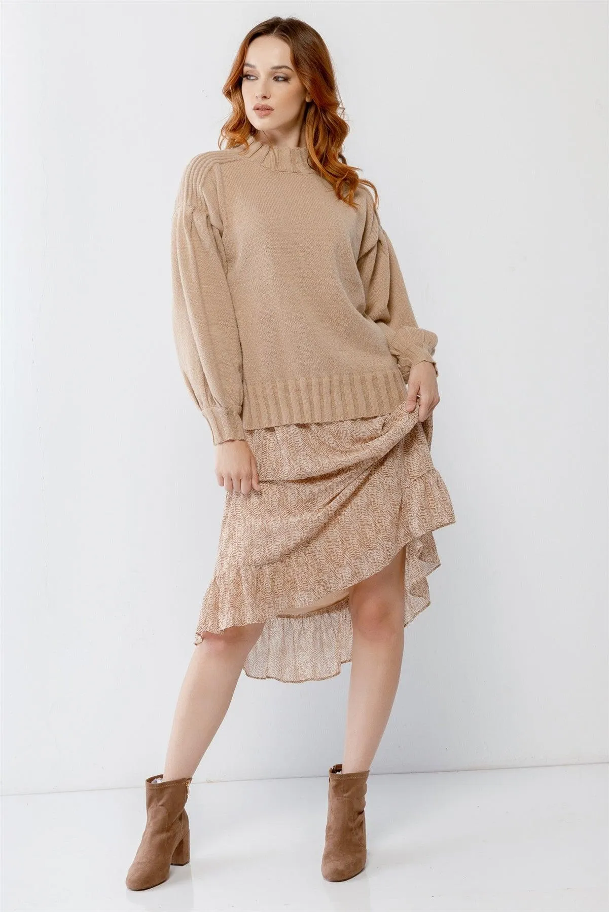 Knit Crew Neck Long Sleeve Sweater