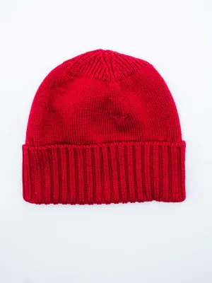 Knit Merino Beanie - Red