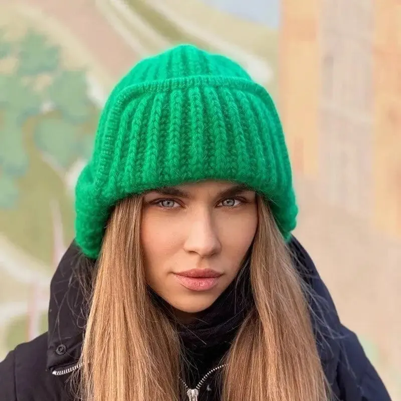 Knitted Ear Protection Tethered Flanging Knitted Beanie