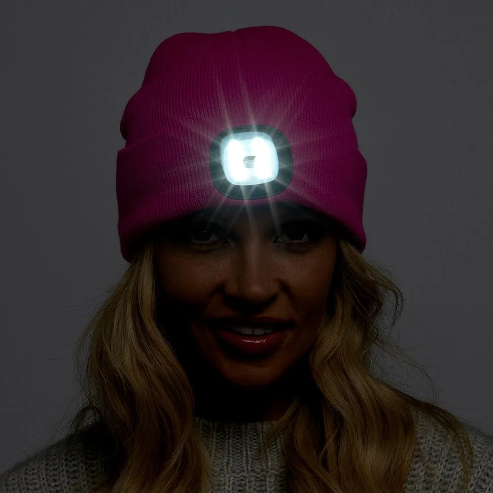 Ladies Pink LED Beanie