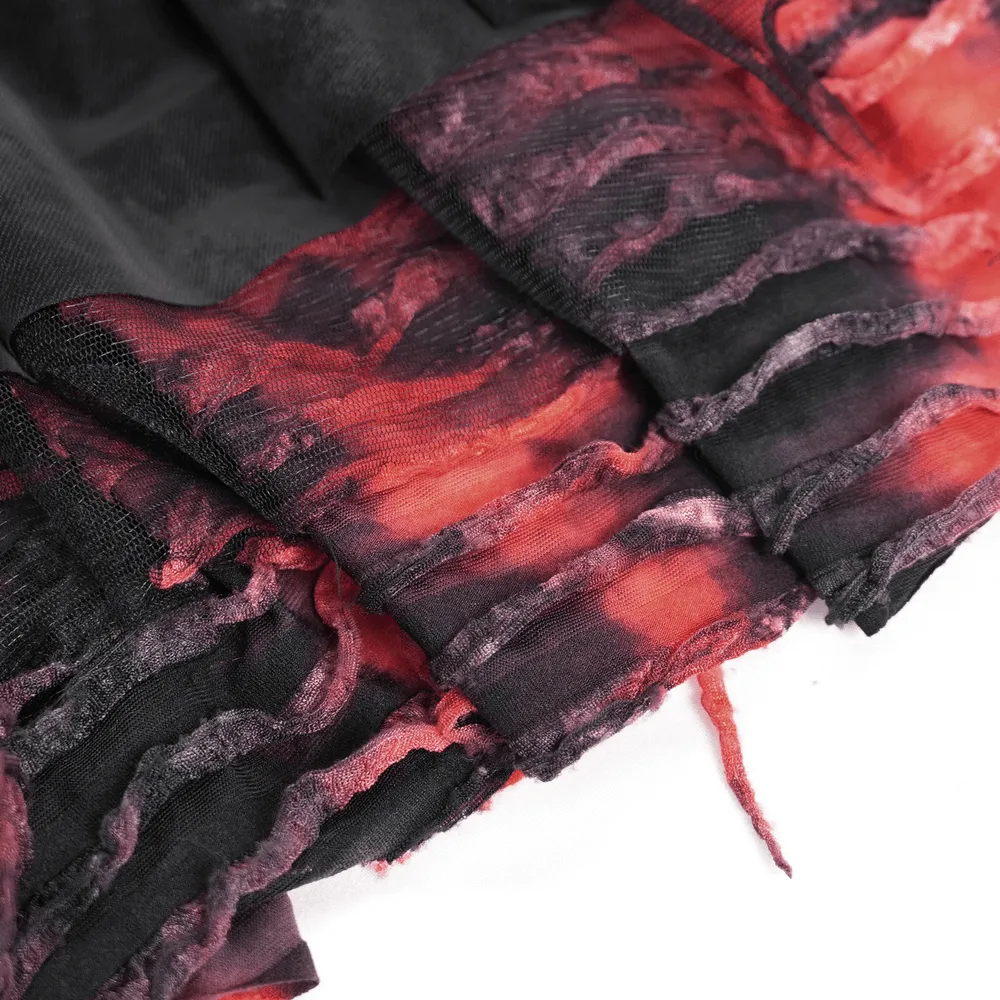 Layered Asymmetrical Gothic Skirt with Lace and Tulle
