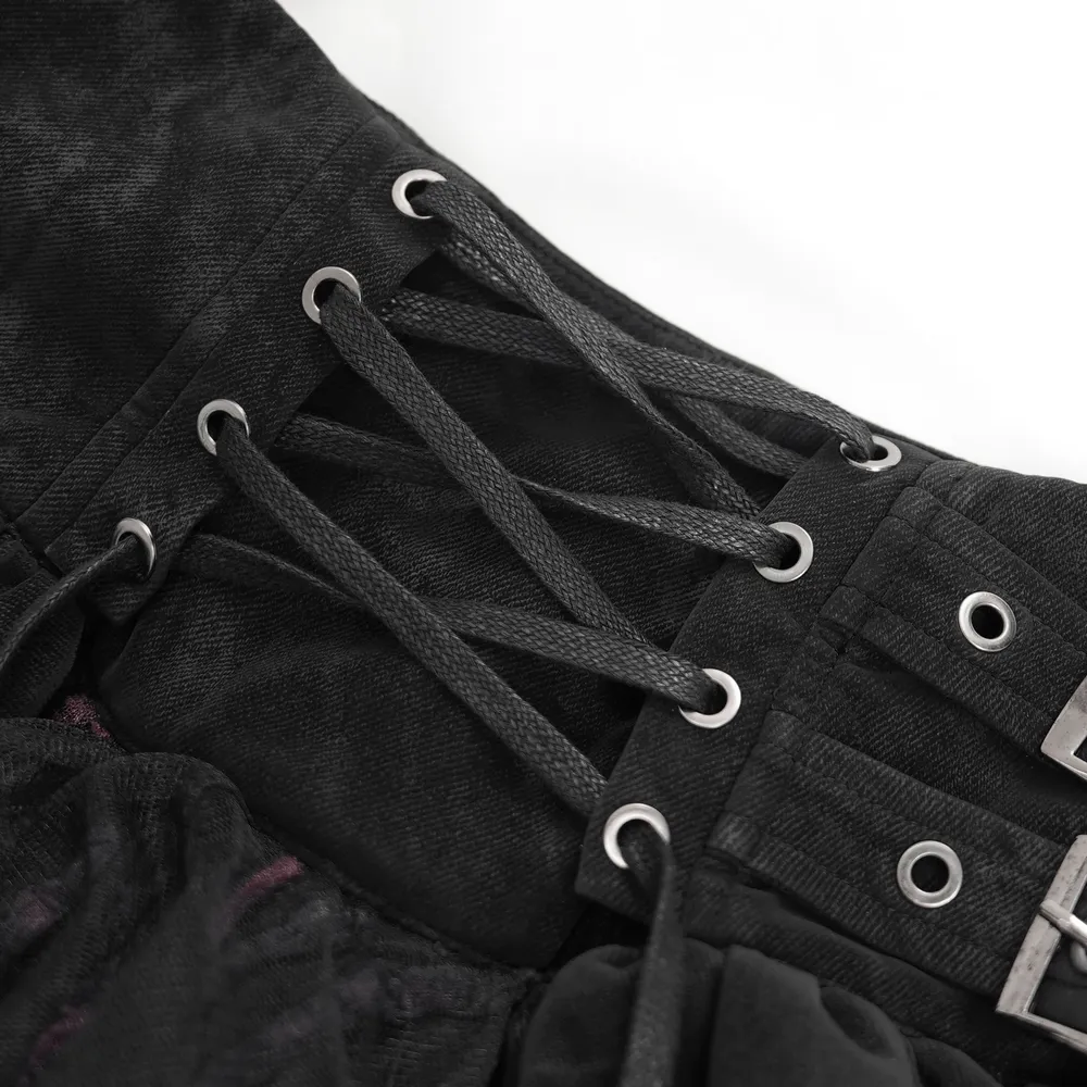 Layered Asymmetrical Gothic Skirt with Lace and Tulle