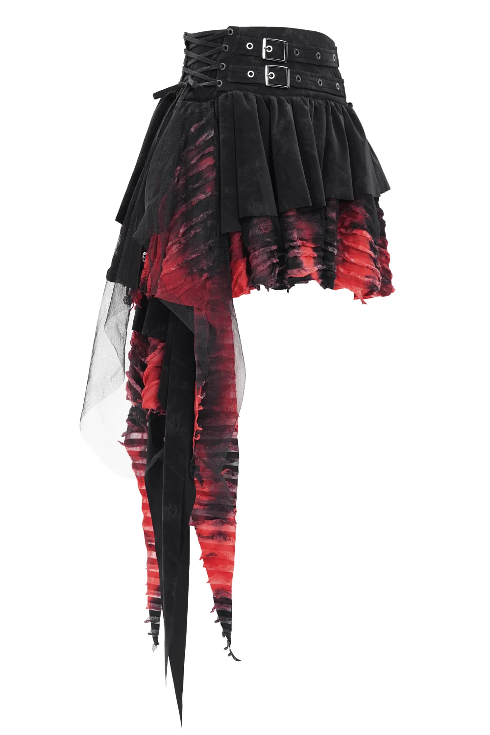 Layered Asymmetrical Gothic Skirt with Lace and Tulle