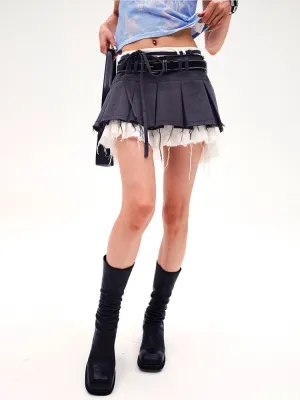 Layered Cut-Off Vintage Fancy Mini-Skirt