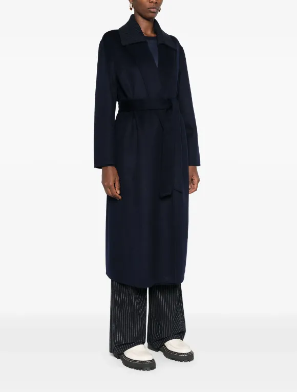 Leak belted mid-length coat