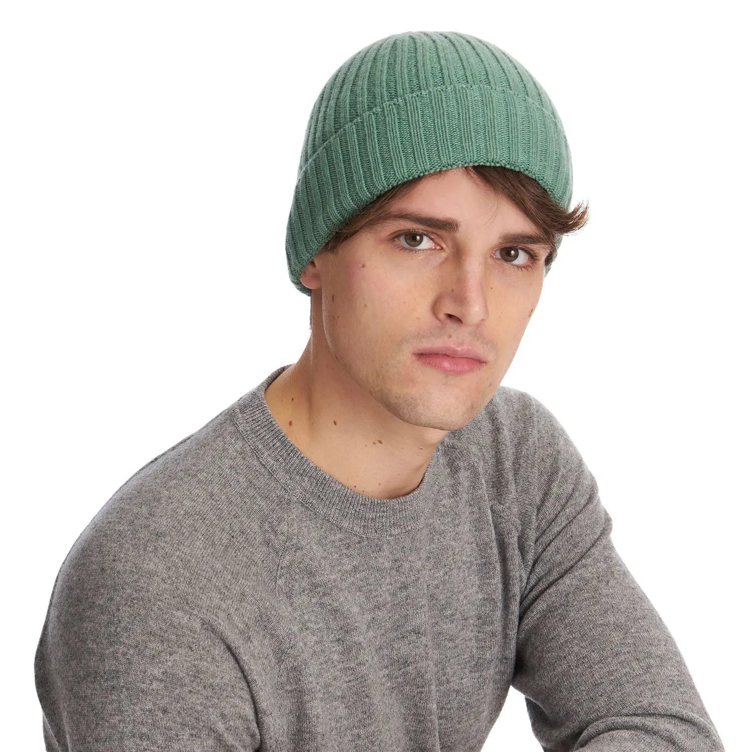 LIGHT GREEN RIBBED BEANIE