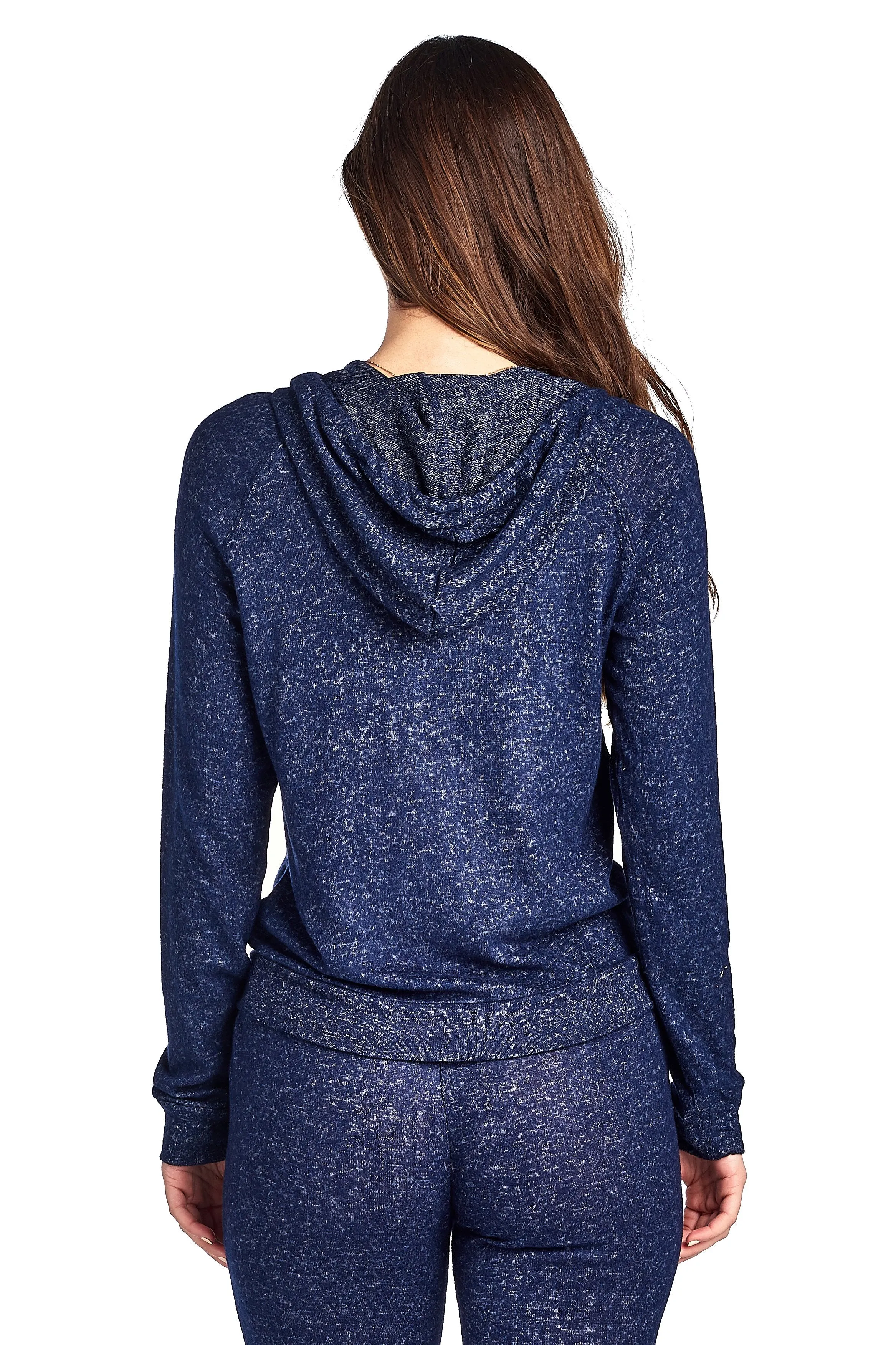 Light Weight Long Sleeve Brushed Drawstring Hoodie Pullover Sweater Top