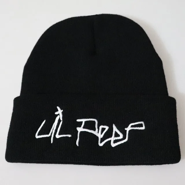 Lil Peep Embroidered Knit Hat Stretchy Plain Beanie Cap for Men Women