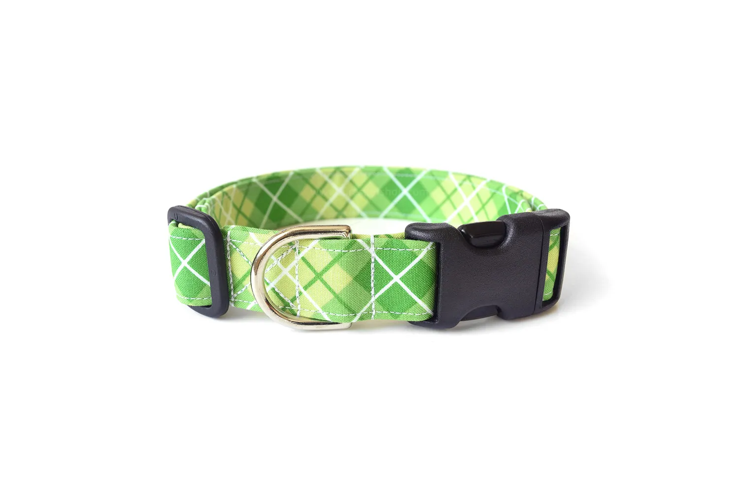 Lime Green Plaid Dog Collar