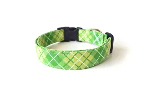 Lime Green Plaid Dog Collar