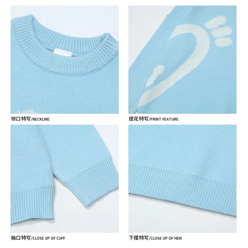 Love Couple Knitted Sweater Men's Fashion Brand Red Loose Casual Versatile Top