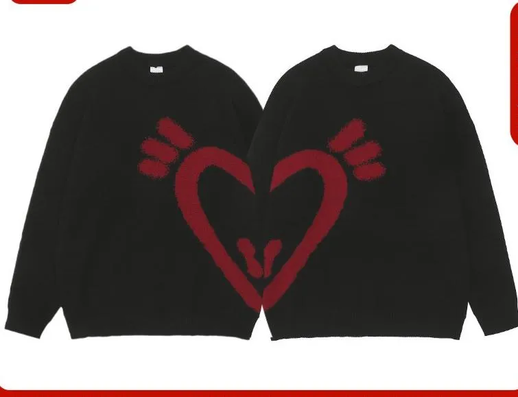 Love Couple Knitted Sweater Men's Fashion Brand Red Loose Casual Versatile Top