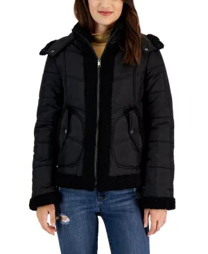 Maralyn & Me Juniors' Fleece-Trim Hooded Puffer Coat