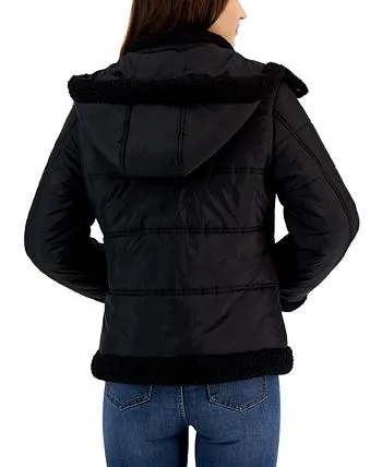 Maralyn & Me Juniors' Fleece-Trim Hooded Puffer Coat