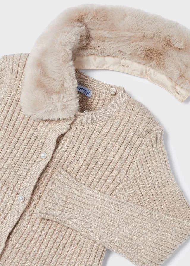 Mayoral Faux fur collar cardigan