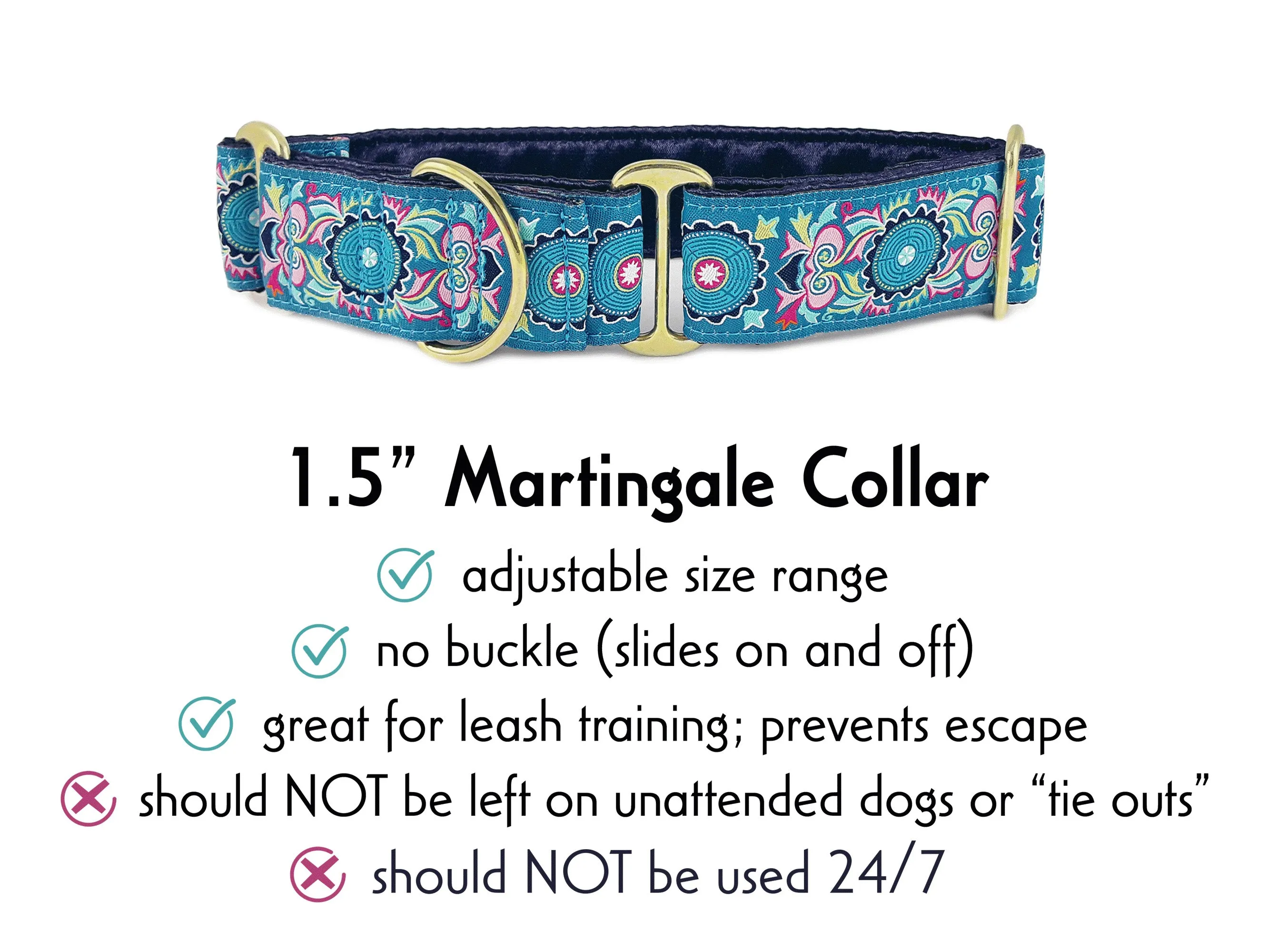 Medallion - Martingale or Buckle Dog Collar - 1.5" Width