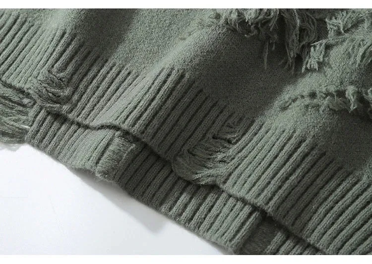 Men loose ripped stretched sweater cardigan yeezy style oversized sweater