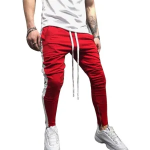 Men's Fitness Red & White Joggers Sweatpants