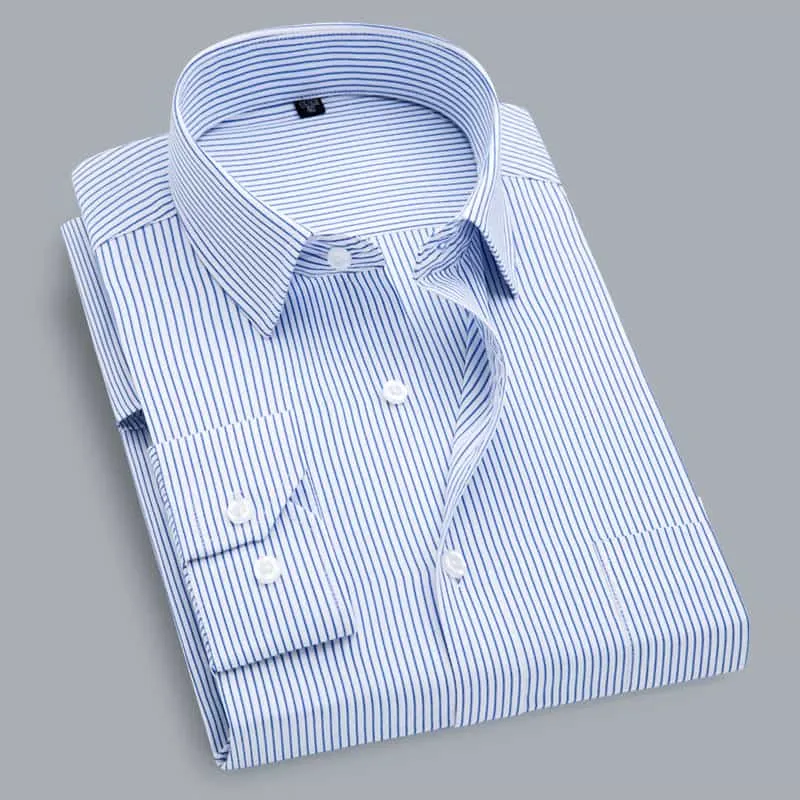 Men's Shirt Long Sleeve Pinstripe Large Size Shirt